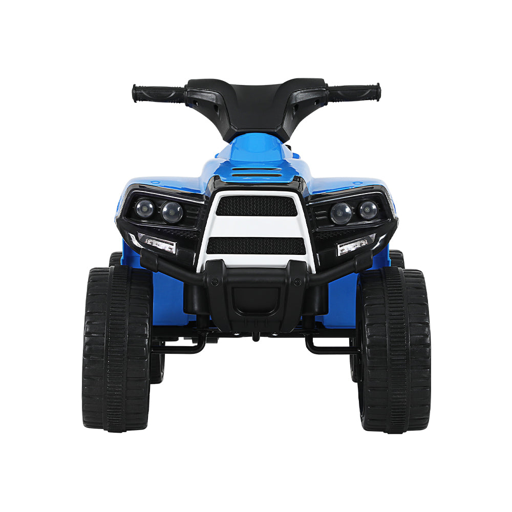 Rigo Kids Ride On ATV Quad Motorbike in vibrant colors, designed for children aged 3+, featuring LED headlights and anti-slip tires.