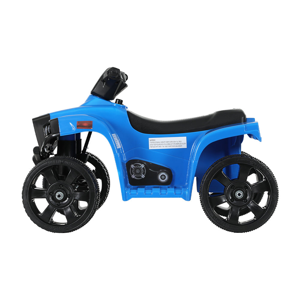 Rigo Kids Ride On ATV Quad Motorbike in vibrant colors, designed for children aged 3+, featuring LED headlights and anti-slip tires.