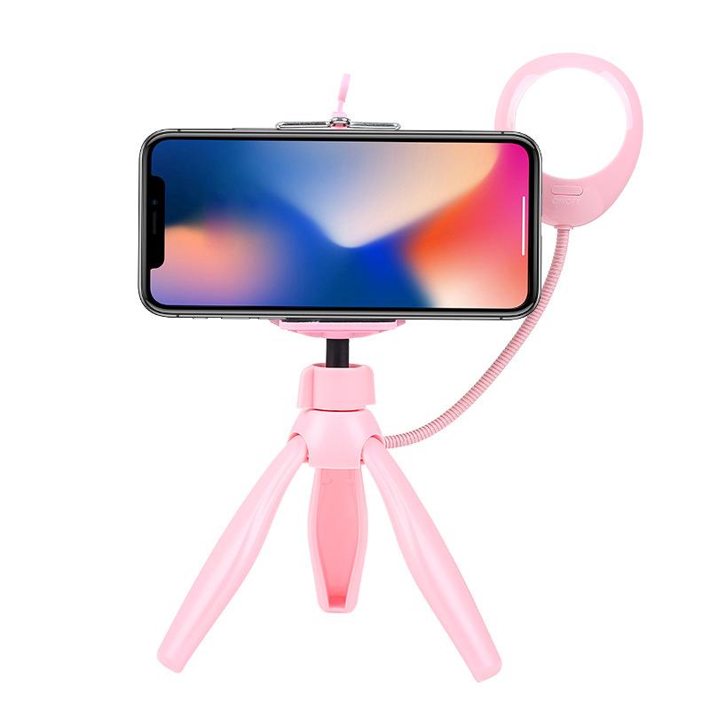 S1 Ring Beautification Light in pink and black colors, designed for mobile and desktop use, providing soft and adjustable lighting.