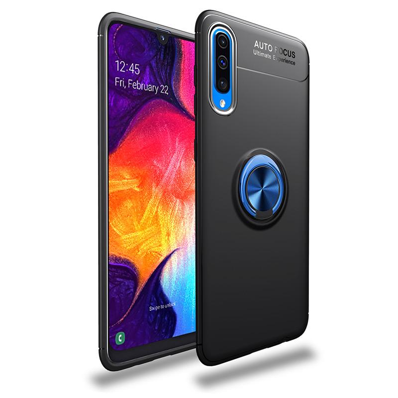 Ring holder anti-fall phone case for Samsung Galaxy A70 in multiple colors, showcasing its shockproof design and kickstand feature.