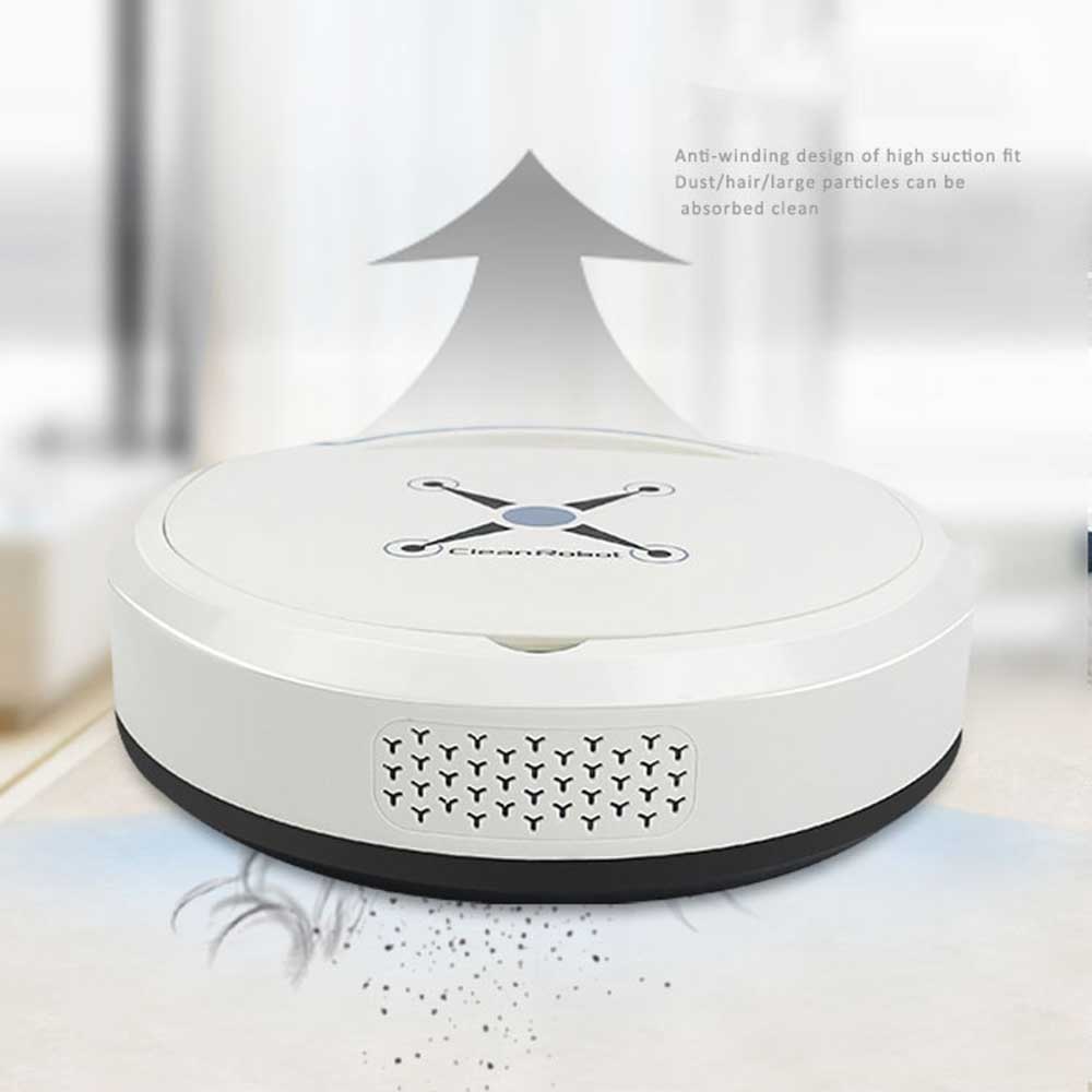 Robot Vacuum Cleaner designed for automatic floor cleaning, featuring a compact design and advanced technology for efficient dirt and hair removal.