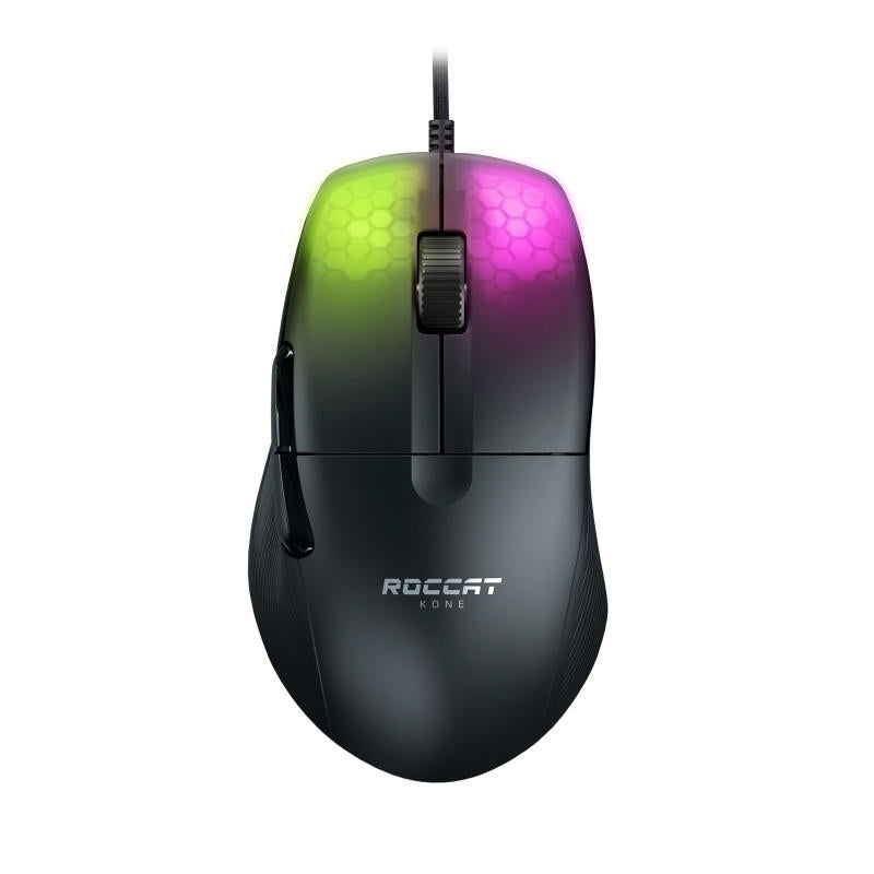 ROCCAT Kone Pro Mouse Black showcasing its sleek design, lightweight build, and advanced features for gamers.