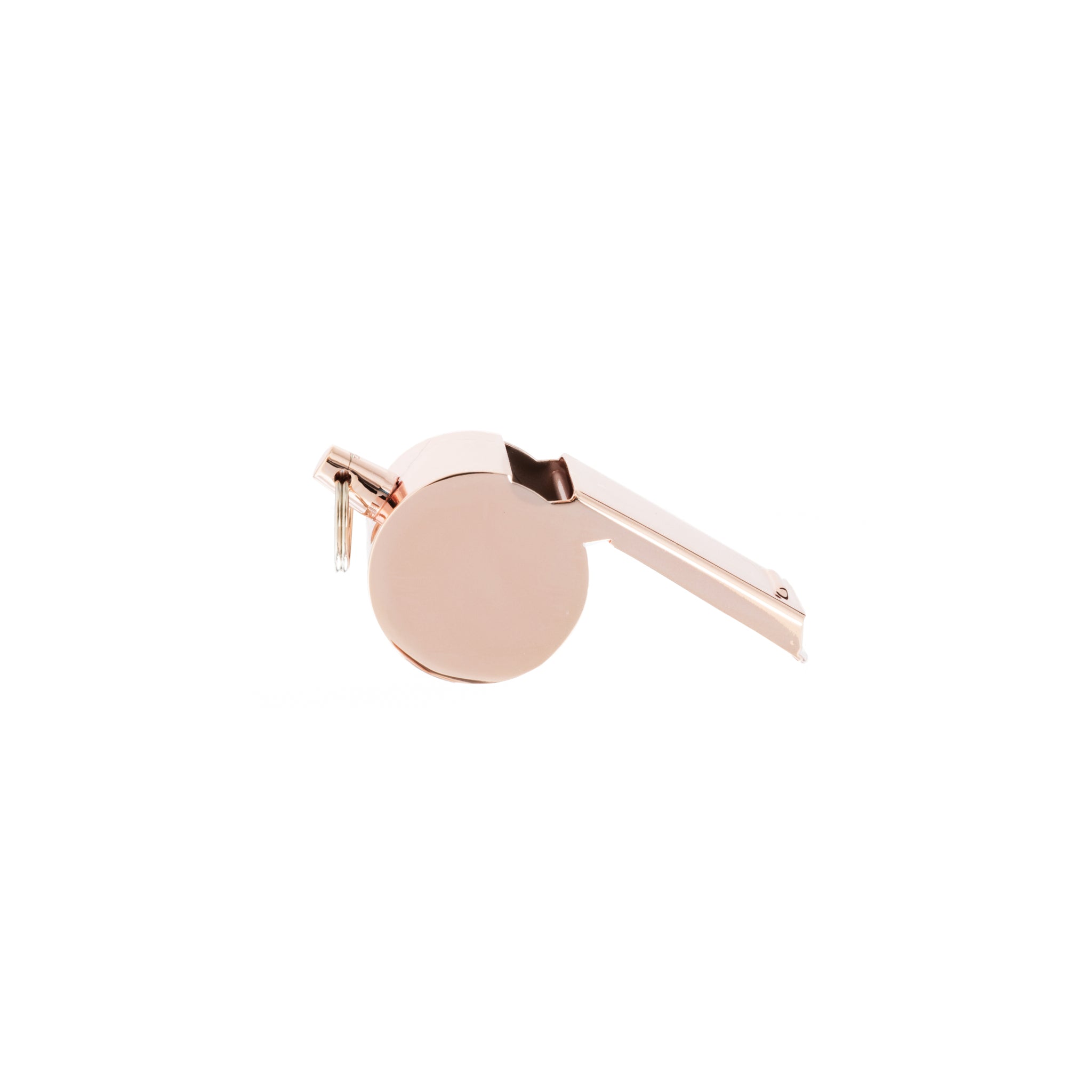 Rose Gold Coach's Whistle with adjustable black lanyard, elegantly designed for coaches.