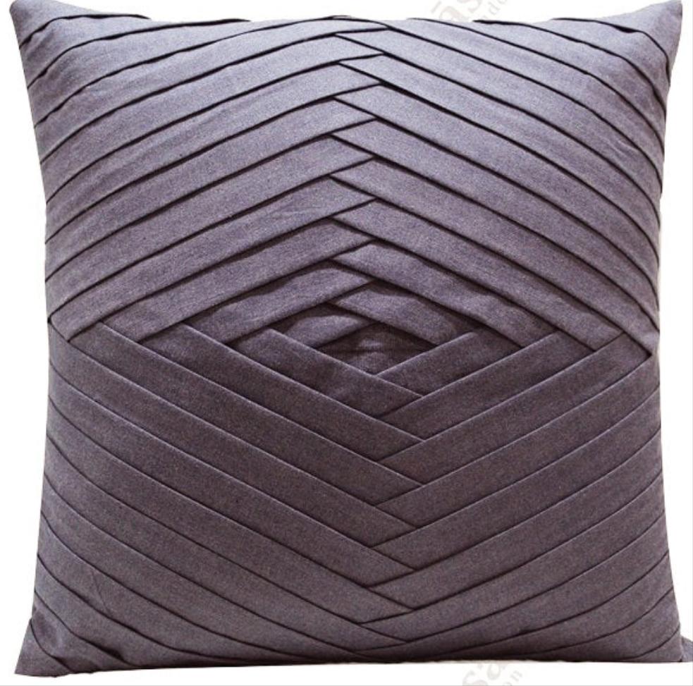 Royal Cushion Cover made from 100% organic cotton, featuring a luxurious pleated design in grey, perfect for home decor.