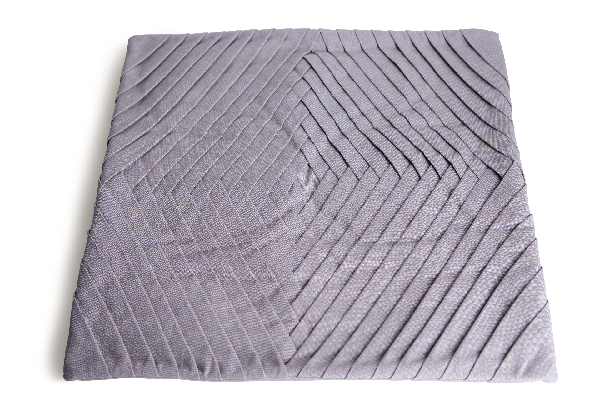 Royal Cushion Cover made from 100% organic cotton, featuring a luxurious pleated design in grey, perfect for home decor.