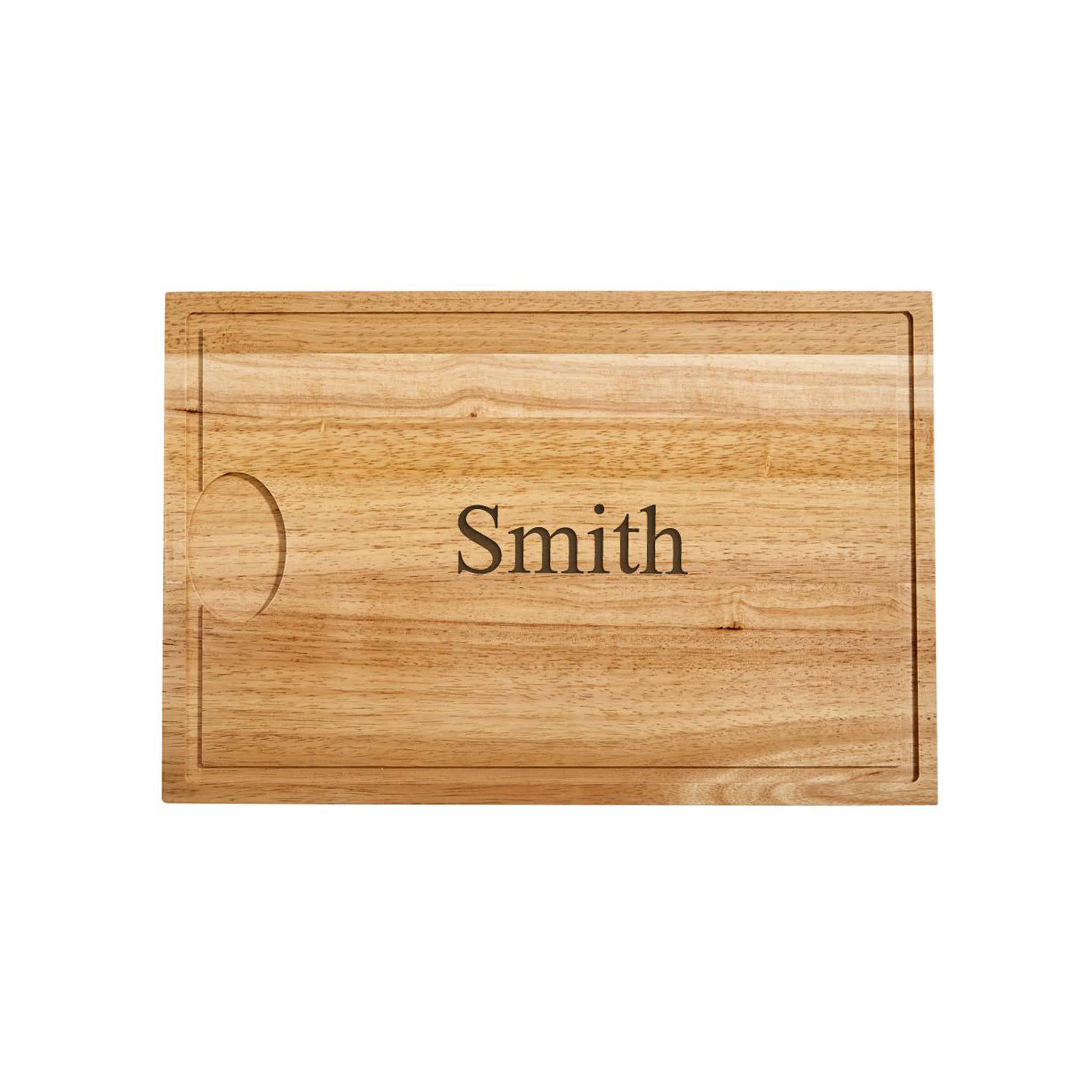 Rubberwood Cutting Board with Well, 18" x 12", featuring a routed perimeter and juice reservoir.