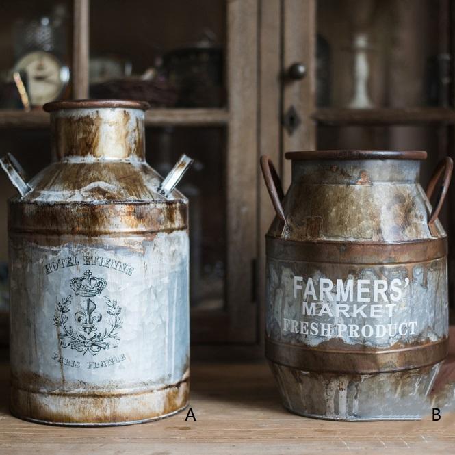 Rusty Metal Barrel flower pot with a vintage design, showcasing its gray and rusty color finish, perfect for indoor and outdoor use.