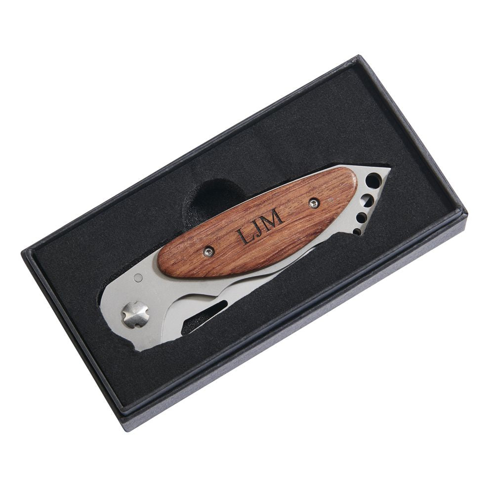 Ss Locking Pocket Knife featuring a matte grey stainless steel blade and real wood handle, closed length 4.625 inches.