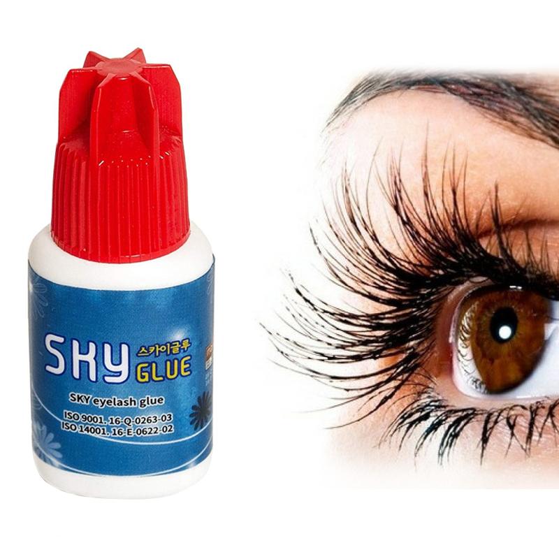 S+ Super Type Sky Glue for Eyelash Extensions in a 5g bottle, showcasing its sleek design and professional quality.