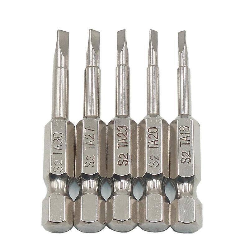 S2 Steel with Magnetic 1/4 Handle Triangle Type Electric Pneumatic Screwdriver Tools set, featuring five precision drilling bits in bright silver finish.