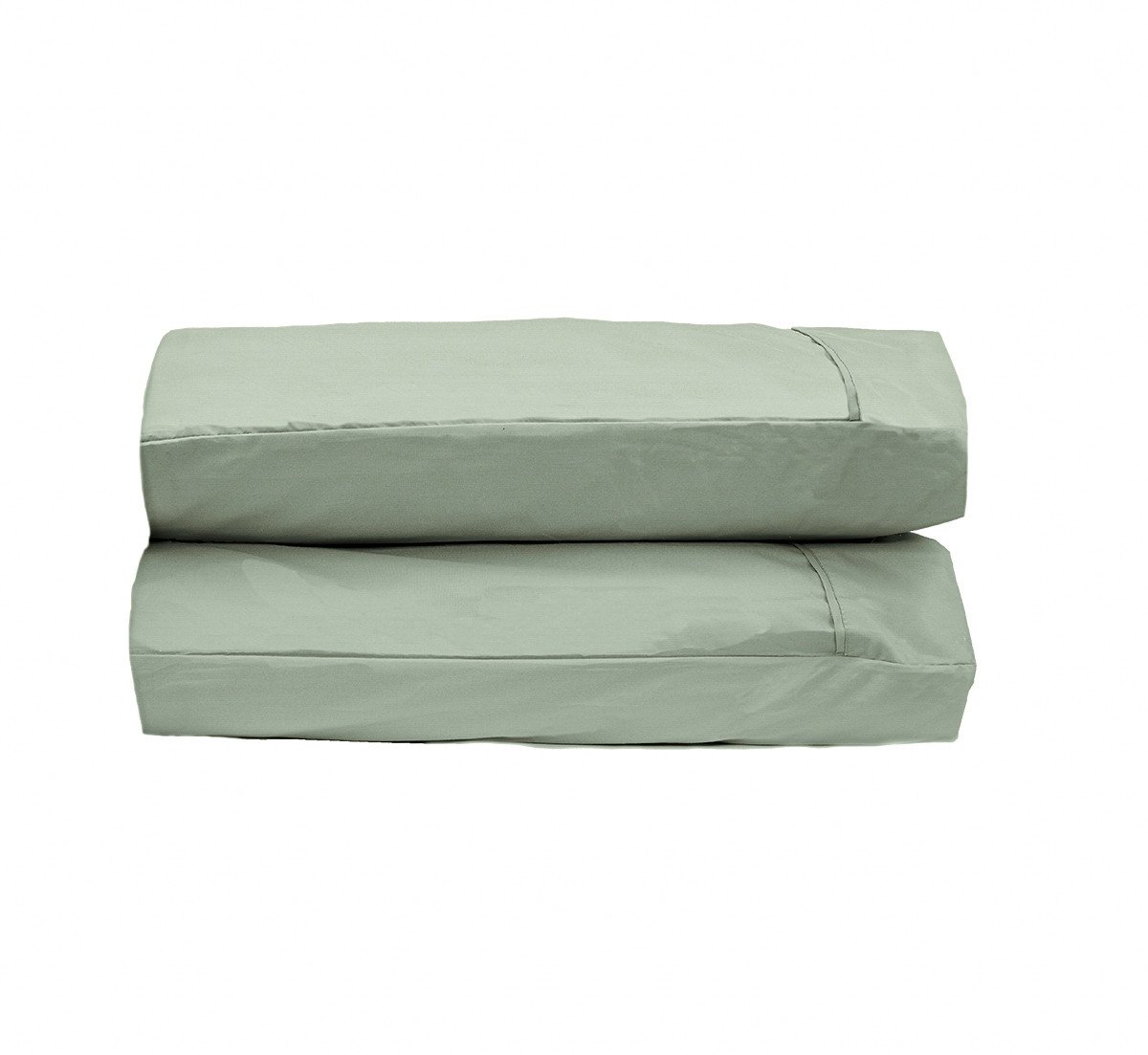 Sage Pillowcases made from soft brushed microfiber, available in Standard and King sizes, elegantly displayed on a bed.