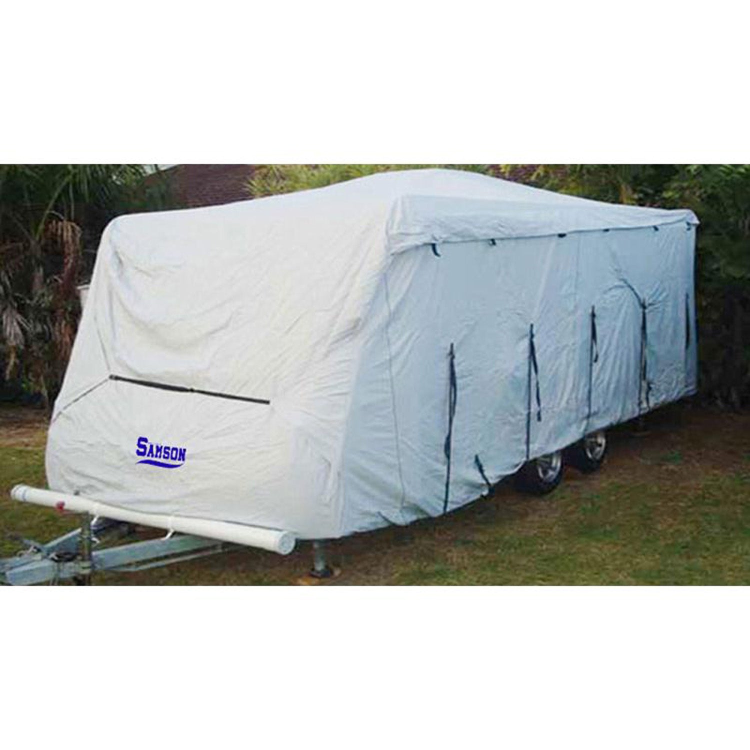 Samson Heavy Duty Caravan Cover for 16-18ft caravans, showcasing its durable design and features.