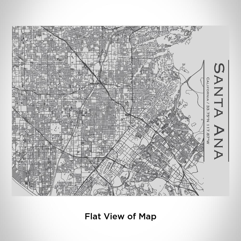 Custom engraved stainless steel bottle featuring a map of Santa Ana, California with a bamboo top.