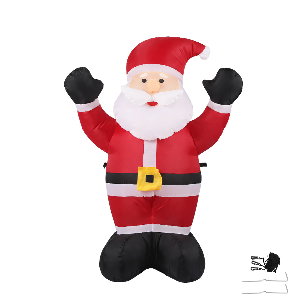 A cheerful inflatable Santa Claus decoration with LED lights, standing 1.2 meters tall, perfect for Christmas outdoor displays.