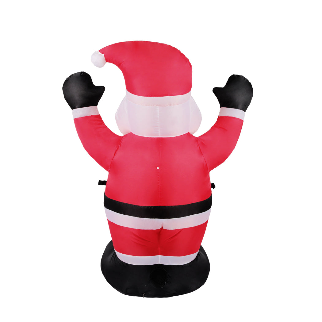 A cheerful inflatable Santa Claus decoration with LED lights, standing 1.2 meters tall, perfect for Christmas outdoor displays.