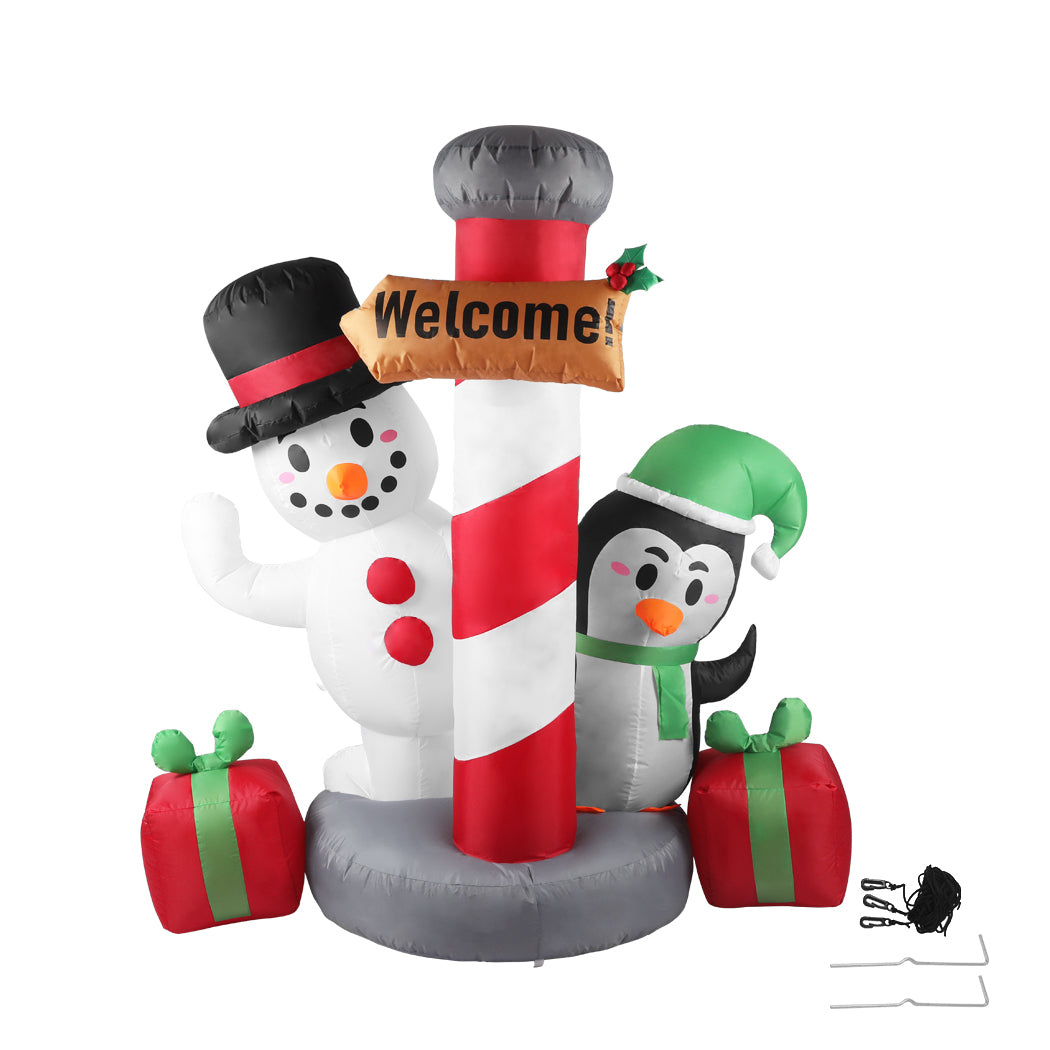 Santaco Inflatable Christmas Decor Pole with LED lights, standing 1.8M tall, showcasing a festive design perfect for outdoor holiday decoration.