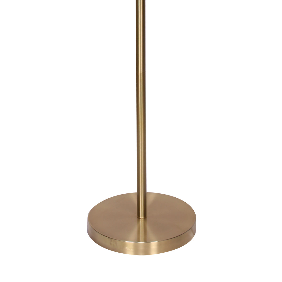 Sarantino Brushed Gold Height-Adjustable Metal Floor Lamp with white linen shade, showcasing its elegant design and adjustable height feature.