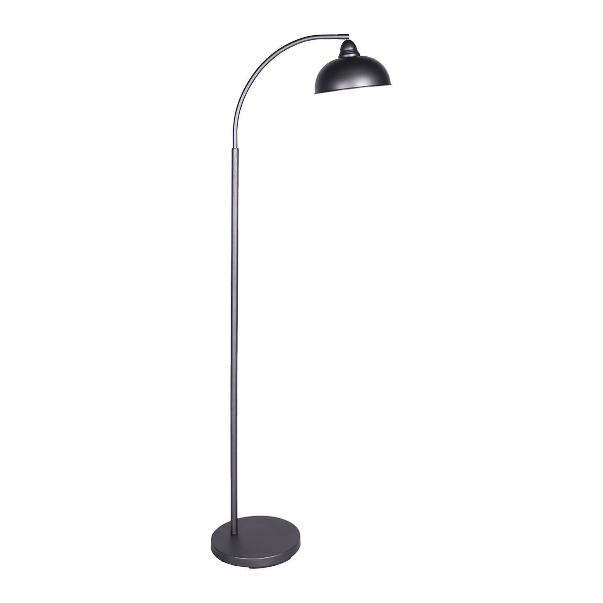 Sarantino Dark Grey Floor Lamp with adjustable dome shade, showcasing industrial chic design and metal finish.