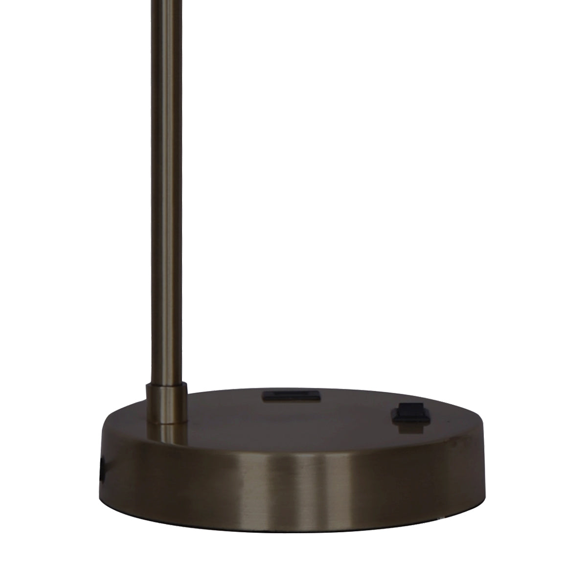 Sarantino Metal Task Lamp with USB Charging Port in bronze finish, featuring a white fabric shade and sleek design.