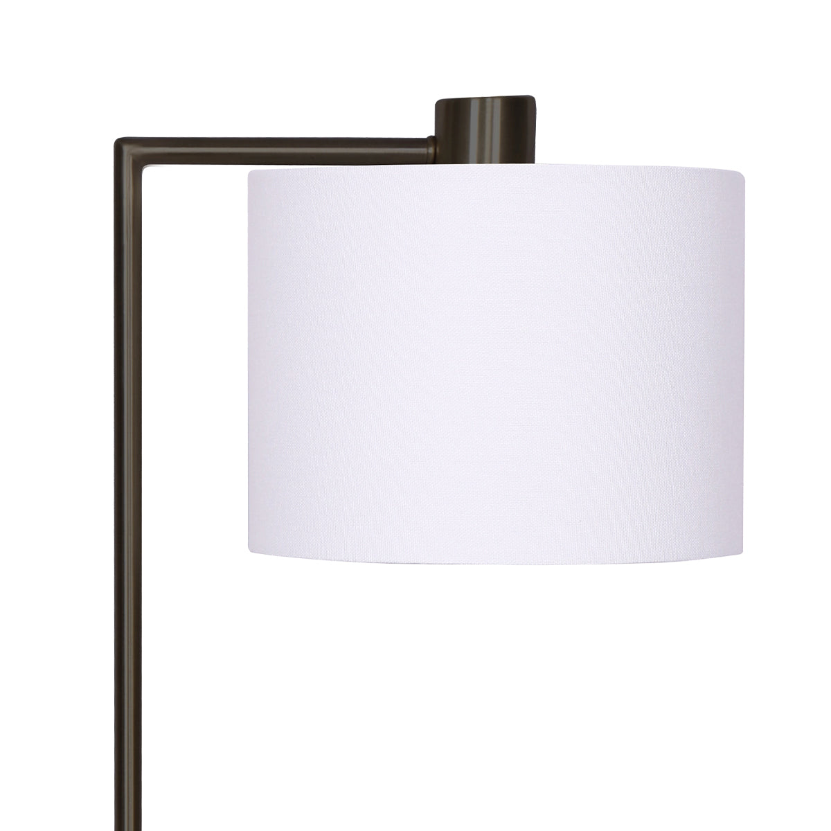 Sarantino Metal Task Lamp with USB Charging Port in bronze finish, featuring a white fabric shade and sleek design.