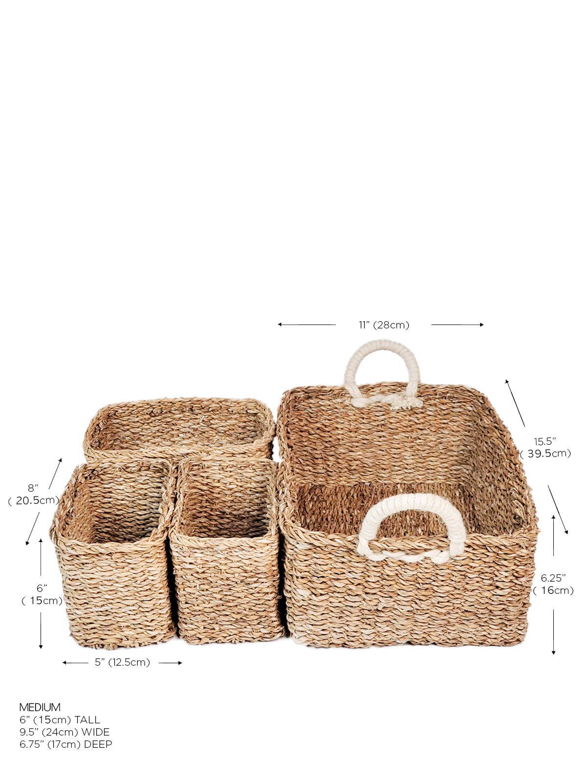 Savar Everything Basket made from seagrass and jute, showcasing its natural and white colors, perfect for home organization.