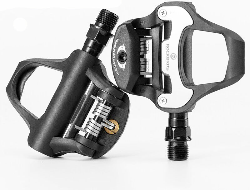 LOOK KEO Self Lock Clip In Bike Pedals with Shimano SPD-SL Cleat, showcasing aluminum alloy body and sealed bearings.