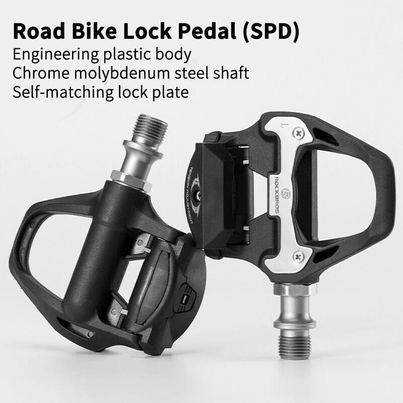 LOOK KEO Self Lock Clip In Bike Pedals with Shimano SPD-SL Cleat, showcasing aluminum alloy body and sealed bearings.