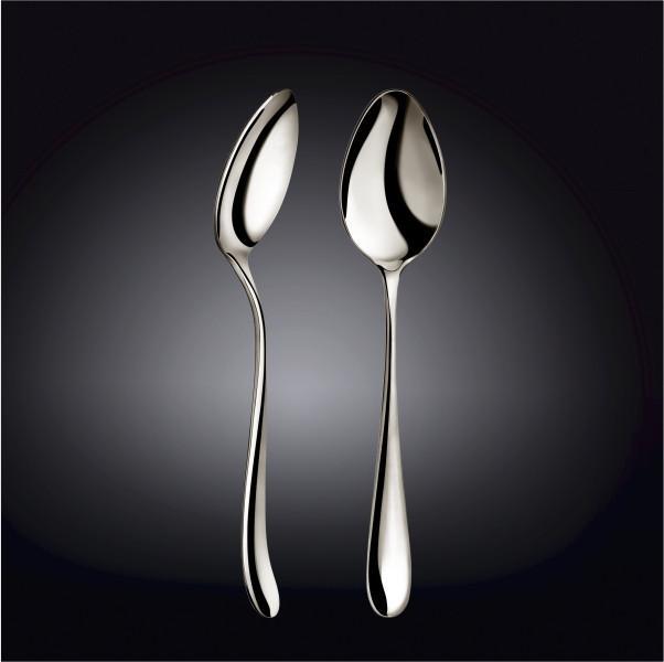 WILMAX 9.25 inch serving spoon made of high polish stainless steel, showcasing its elegant design and solid handle.