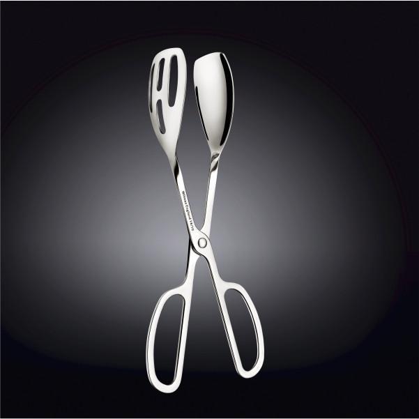 WILMAX Serving Tongs 10.25 inches made of high polish stainless steel, showcasing their elegant design and durable construction.