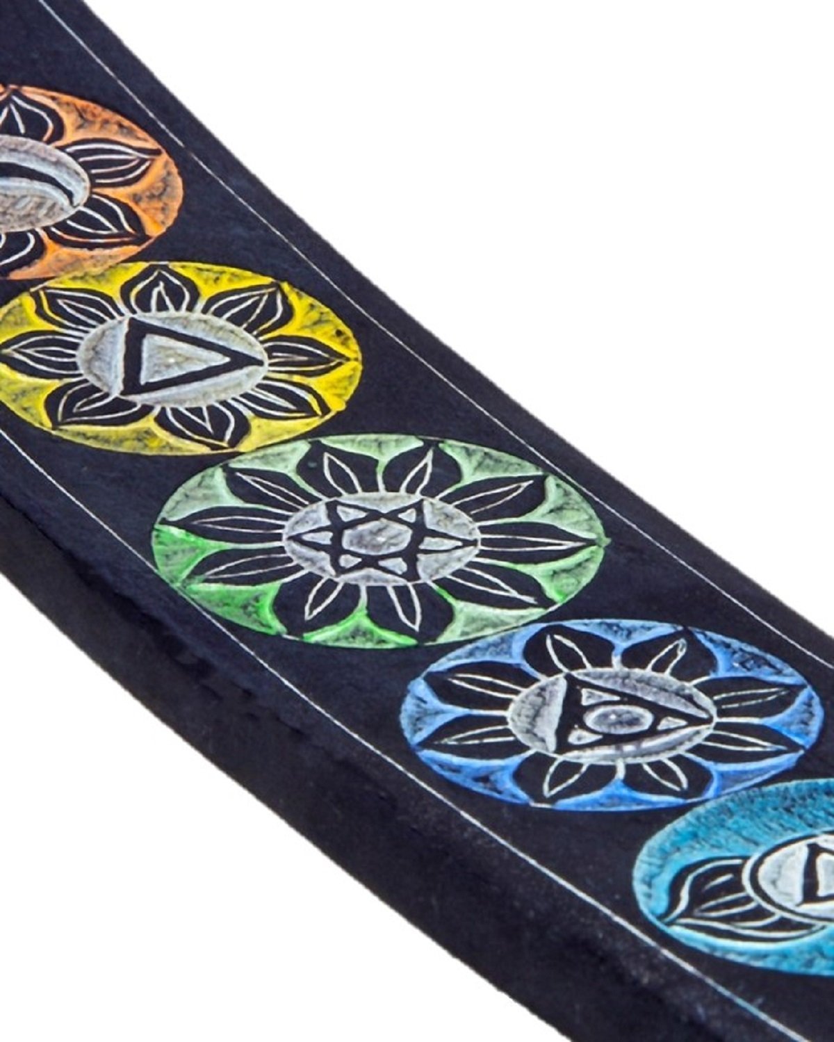 A beautifully handcrafted Seven Chakra Soapstone Incense Burner featuring vibrant chakra colors and intricate designs, ideal for home decor.