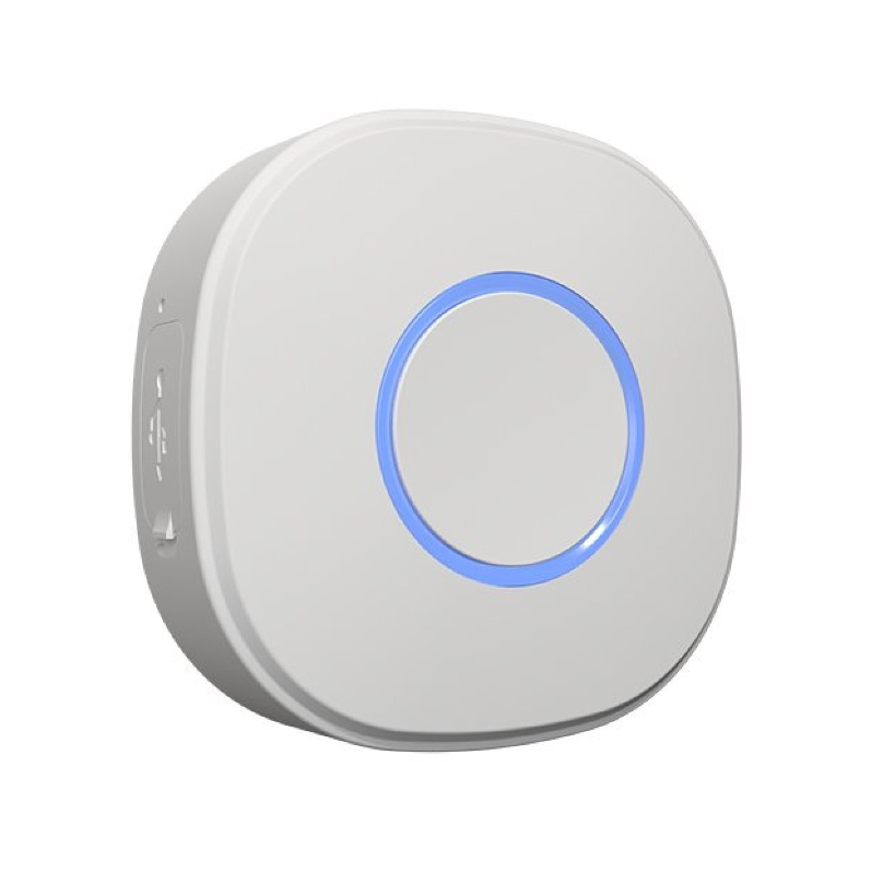 Shelly Button 1 W in white color, a compact smart button for home automation, featuring a sleek design and easy-to-use interface.