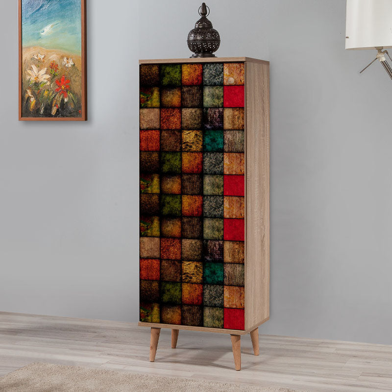 Shoe Cabinet PARIS multi in multicolor design, featuring 8 storage spaces and wooden legs, perfect for modern interiors.