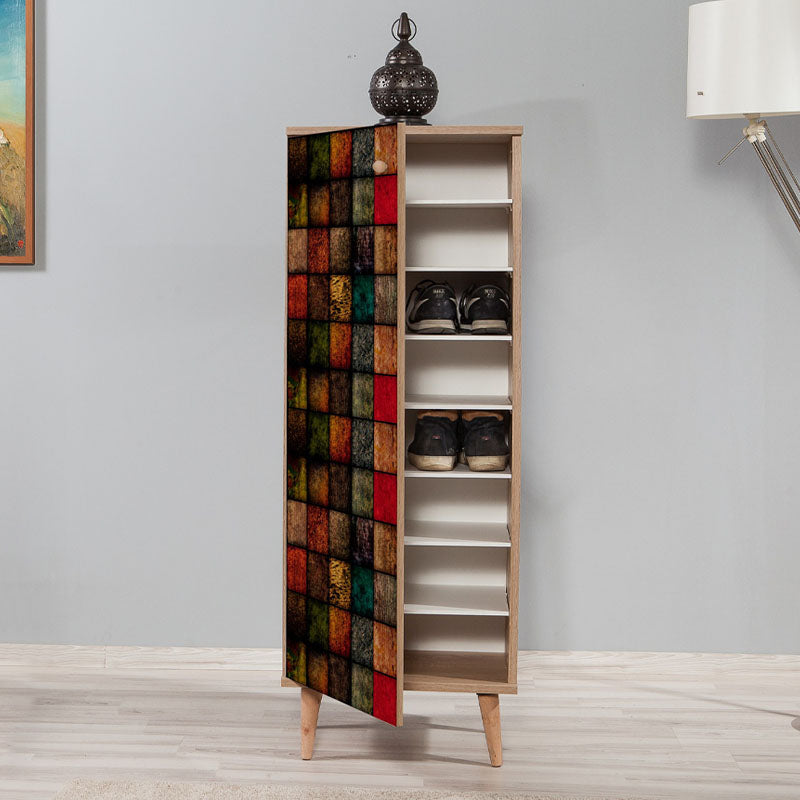 Shoe Cabinet PARIS multi in multicolor design, featuring 8 storage spaces and wooden legs, perfect for modern interiors.