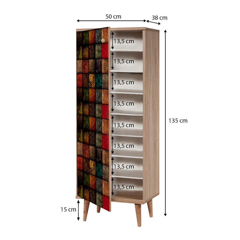 Shoe Cabinet PARIS multi in multicolor design, featuring 8 storage spaces and wooden legs, perfect for modern interiors.