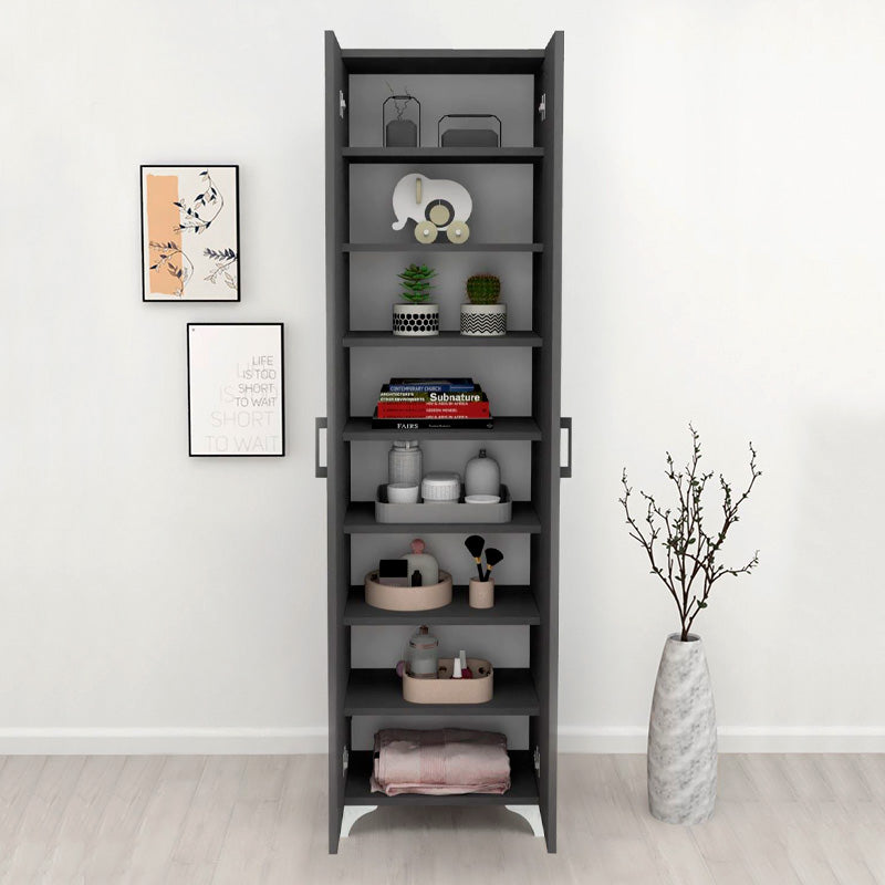 CARLEN Shoe Rack in anthracite color with 8 shelves, measuring 49x32x178 cm, designed for versatile home storage.