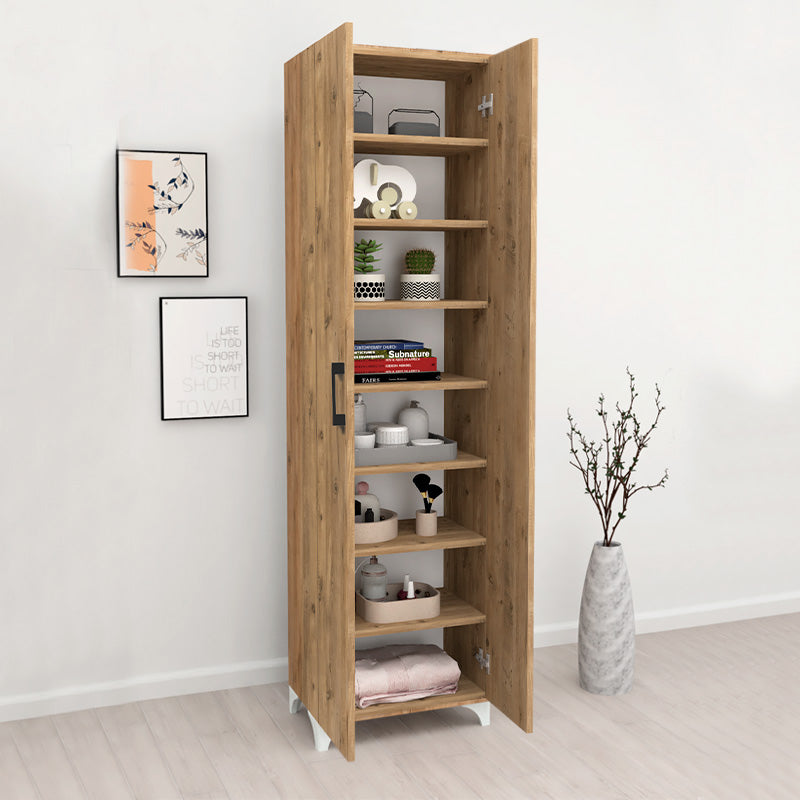 CARLEN Pine Oak Shoe Rack with 8 shelves, modern design, and eco-friendly materials, measuring 49x32x178 cm.