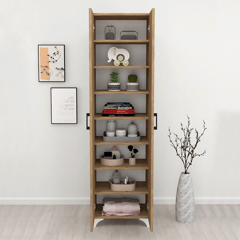 CARLEN Pine Oak Shoe Rack with 8 shelves, modern design, and eco-friendly materials, measuring 49x32x178 cm.