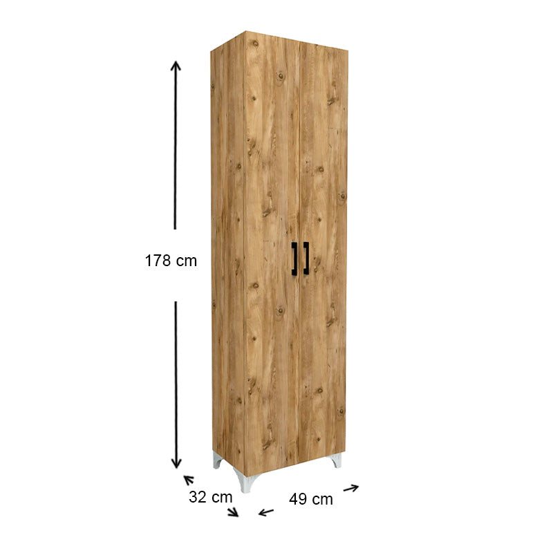 CARLEN Pine Oak Shoe Rack with 8 shelves, modern design, and eco-friendly materials, measuring 49x32x178 cm.