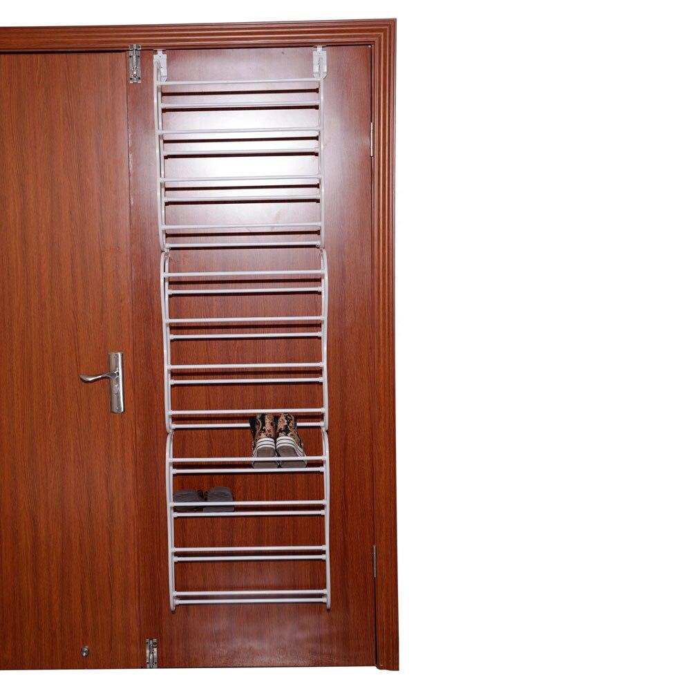 A stylish white wall-mounted shoe rack with 12 layers, designed for home use, showcasing organized footwear.