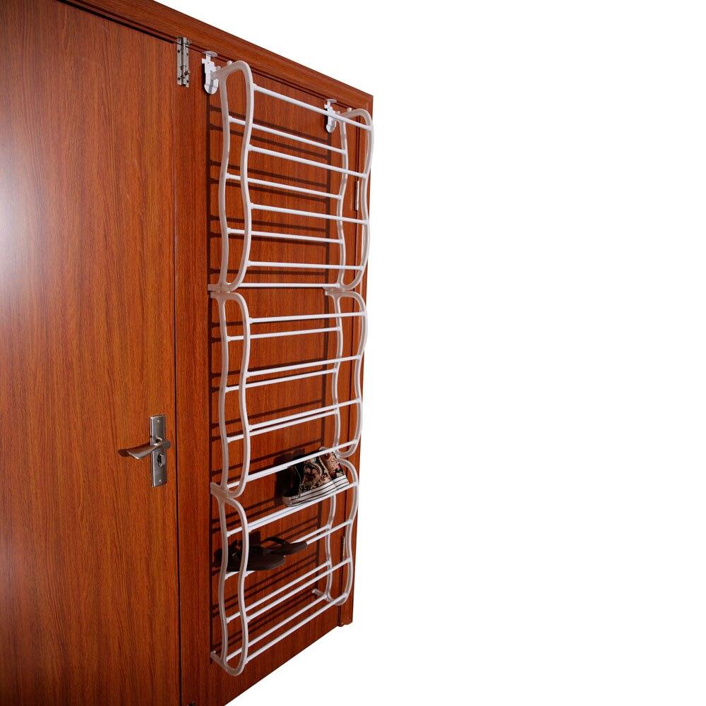 A stylish white wall-mounted shoe rack with 12 layers, designed for home use, showcasing organized footwear.