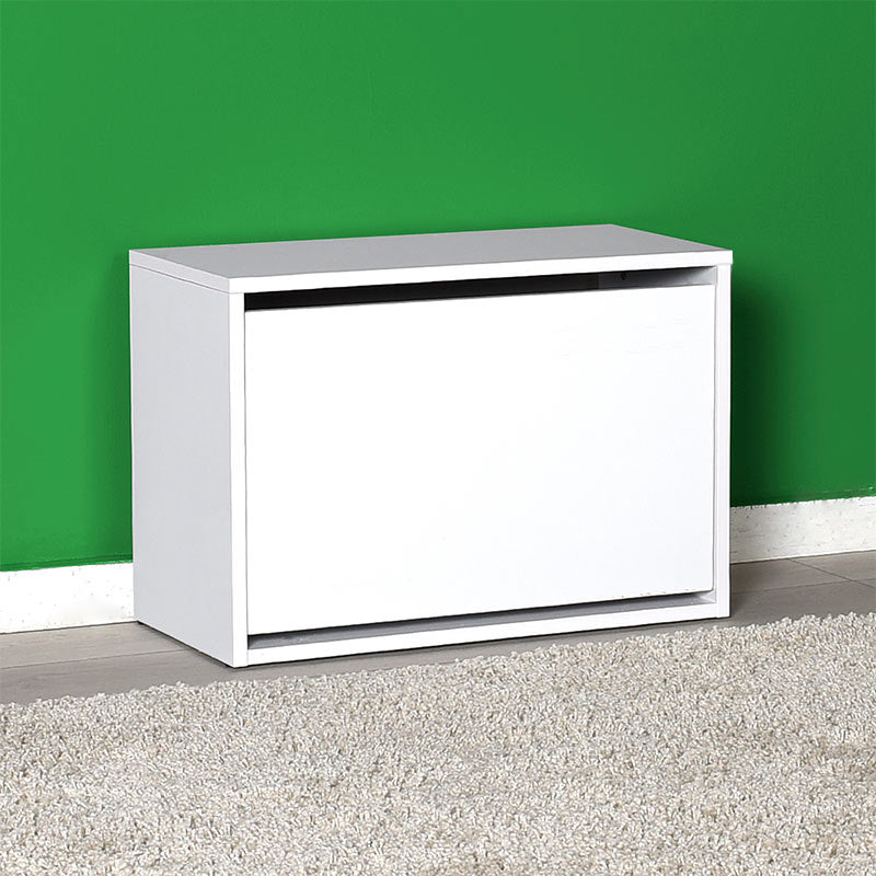 Shoe Rack THOMAS in white, featuring two tilting cabinets and space for 6 pairs of shoes, dimensions 60x30x42 cm.