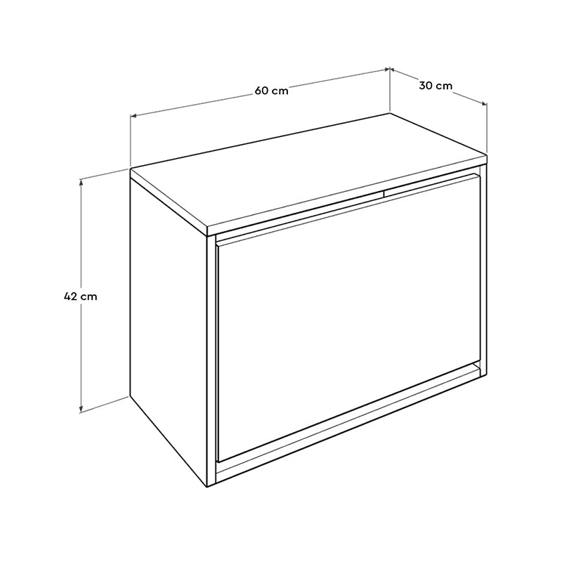 Shoe Rack THOMAS in white, featuring two tilting cabinets and space for 6 pairs of shoes, dimensions 60x30x42 cm.