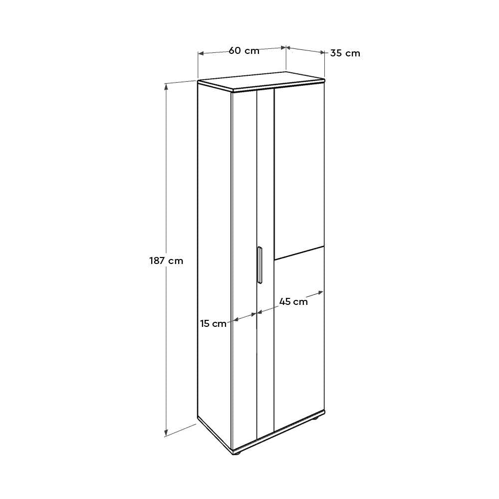 TONY Shoe Rack in white, featuring a large mirror and ten internal shelves, designed to hold up to 30 pairs of shoes.