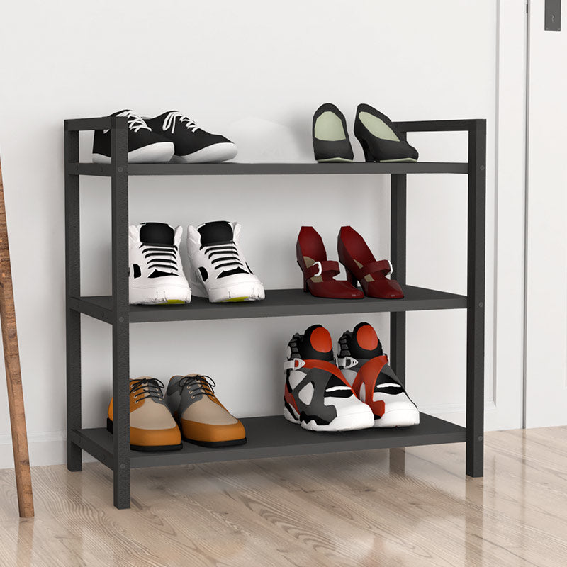 Shoe Rack UTILE in black-anthracite color, showcasing three shelves designed to hold 9 pairs of shoes.