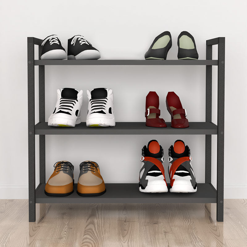 Shoe Rack UTILE in black-anthracite color, showcasing three shelves designed to hold 9 pairs of shoes.