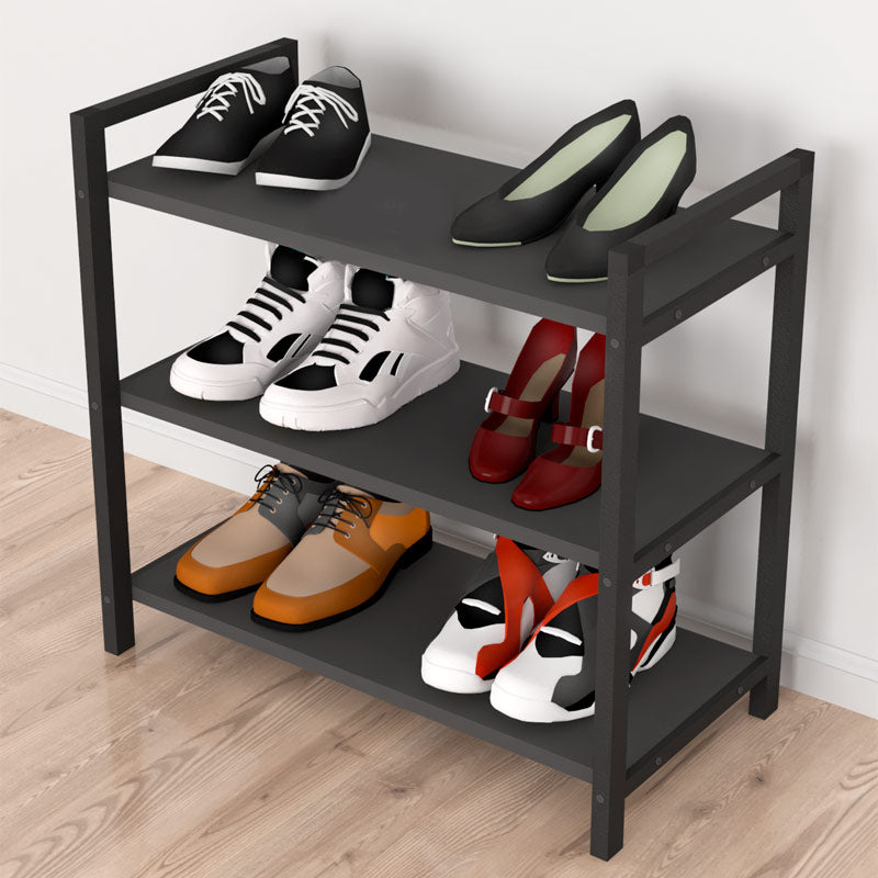 Shoe Rack UTILE in black-anthracite color, showcasing three shelves designed to hold 9 pairs of shoes.