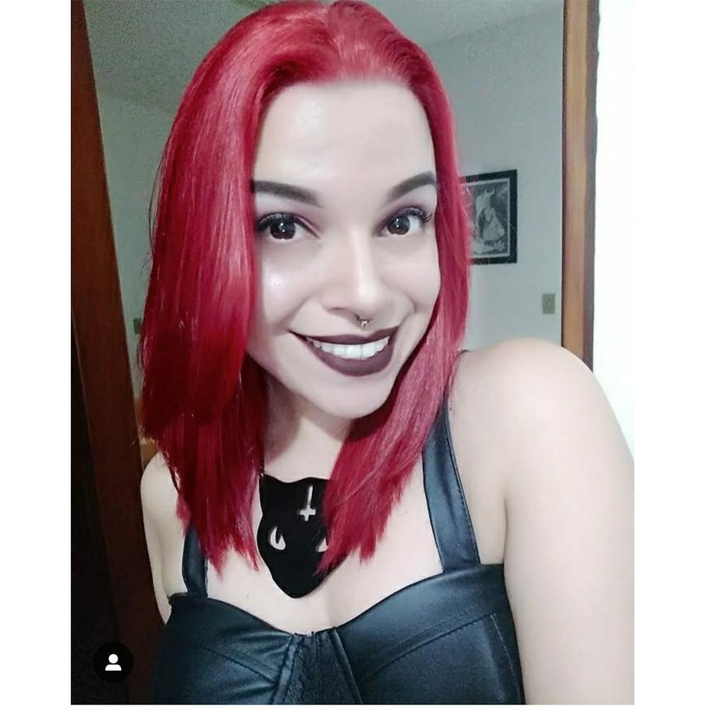 Short Bob Red Straight Lace Front Human Hair Wig with a preplucked hairline, showcasing its vibrant color and sleek design.