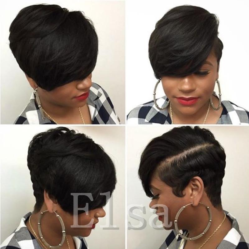 Short cut none lace human bob wig made from 100% Brazilian hair, featuring a natural color and straight style, perfect for everyday wear.