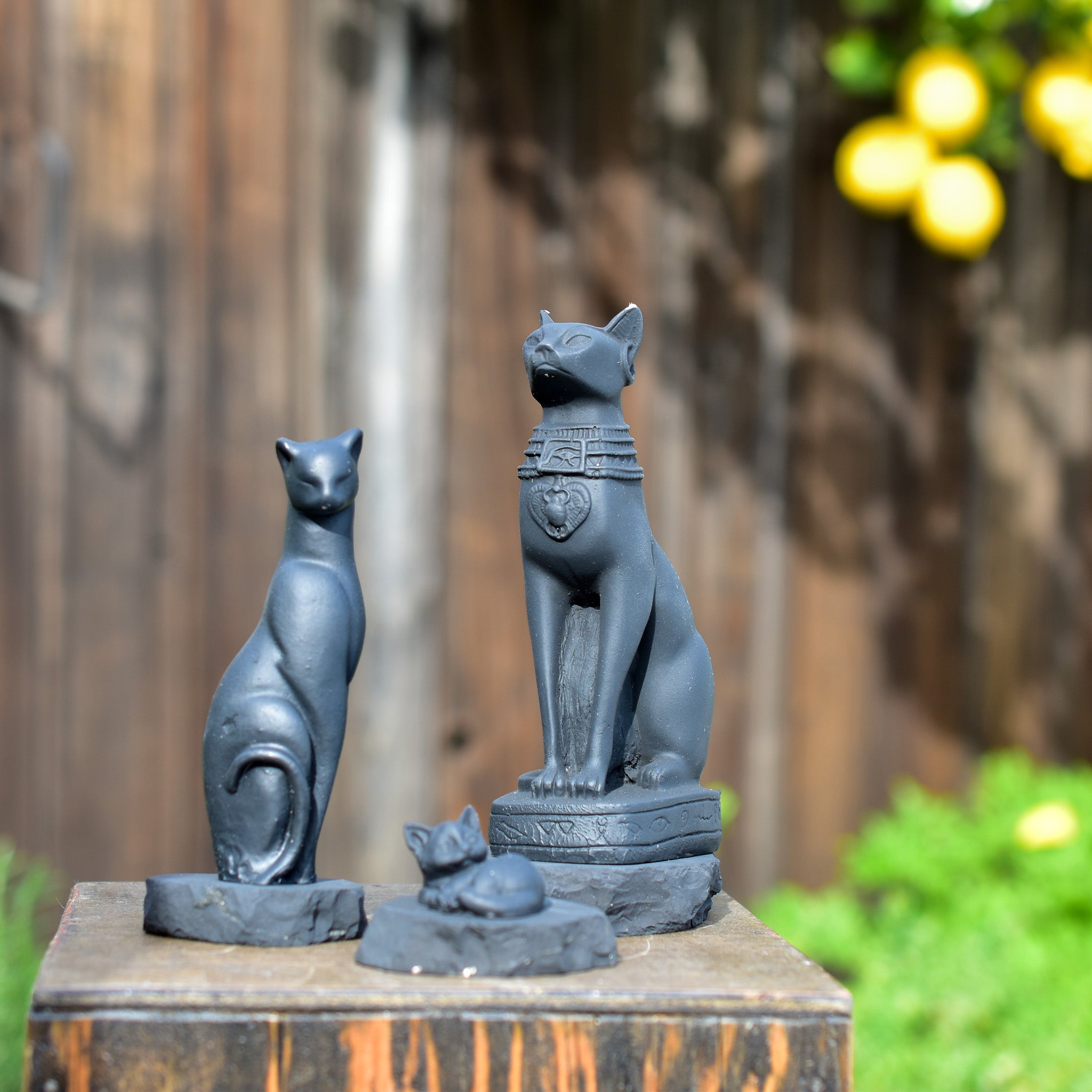 A collection of adorable Shungite Animal Figurines showcasing various animal designs, crafted from black shungite stone.