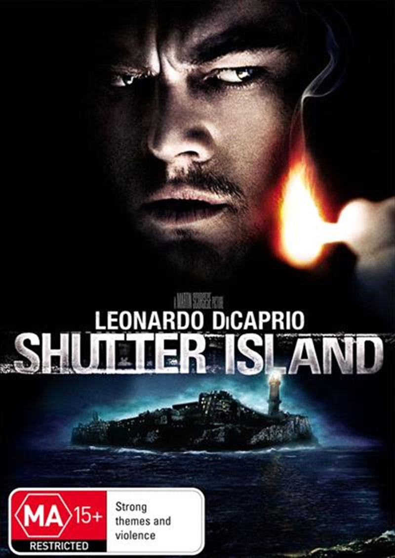 Shutter Island DVD cover featuring Leonardo DiCaprio in a suspenseful scene.